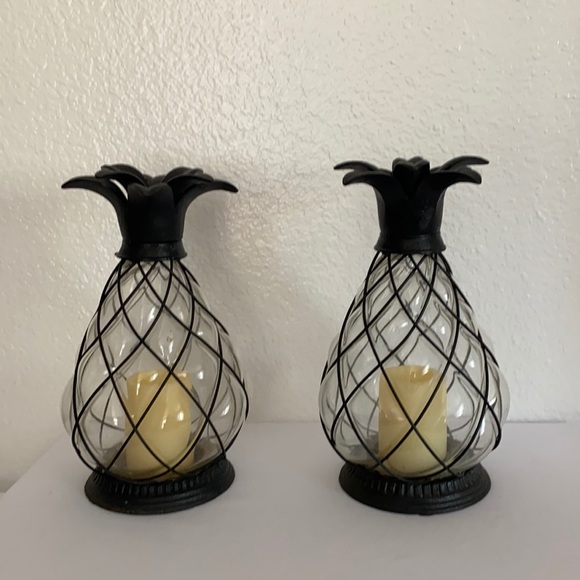Art Pineapple Led Lantern With Timer Metal And Glass Poshmark